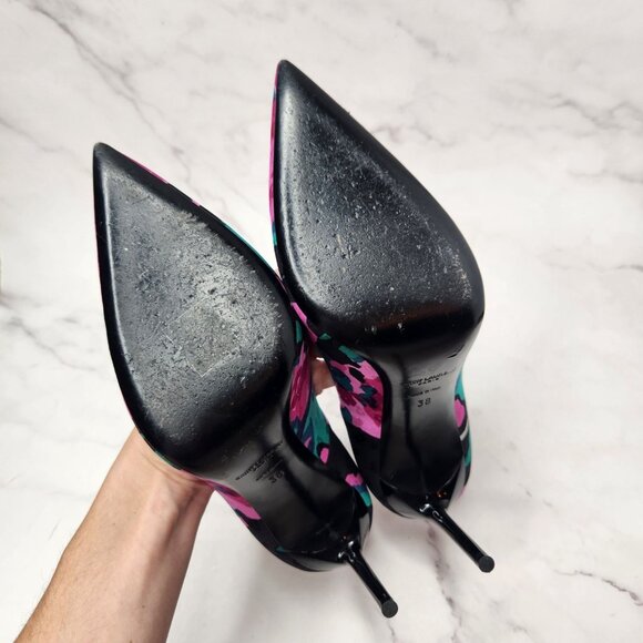 Saint Laurent Paris Floral Print Pumps Stiletto Heels Formal - Picture 7 of 12
